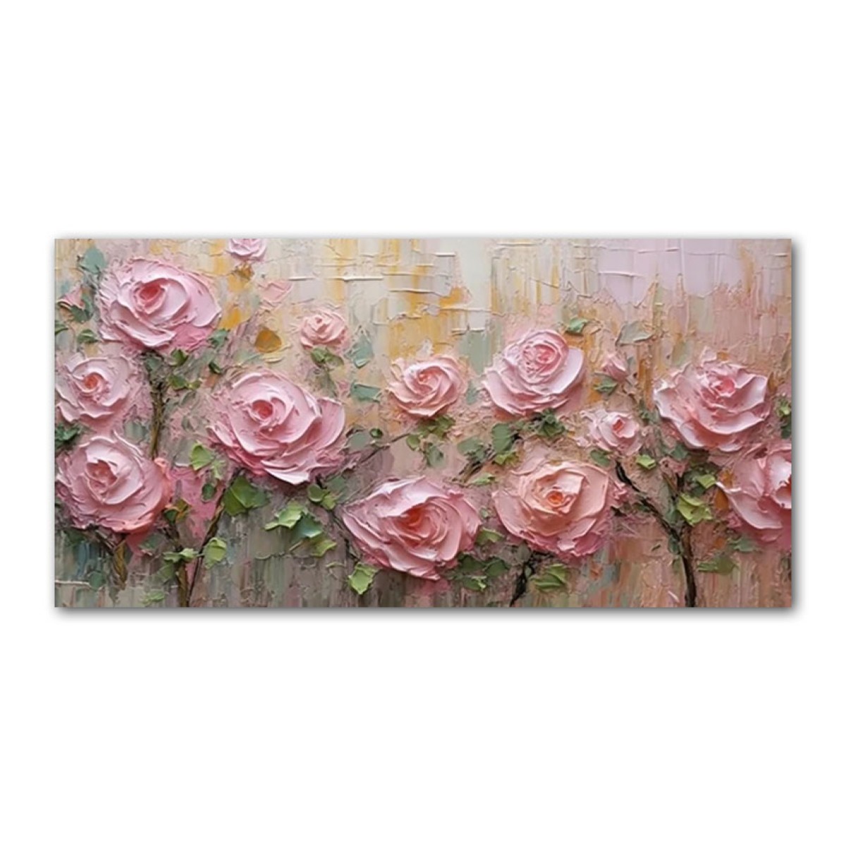 Pink Roses 3d Heavy Textured Partial Oil Painting